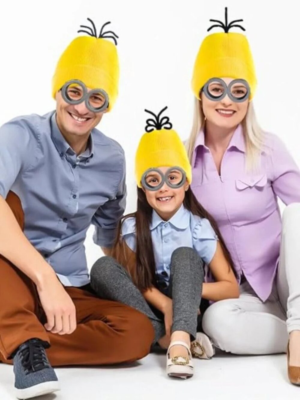 9PCS Costume Accessories Set Yellow Beanie Knit Hat Vintage Goggles Glasses
